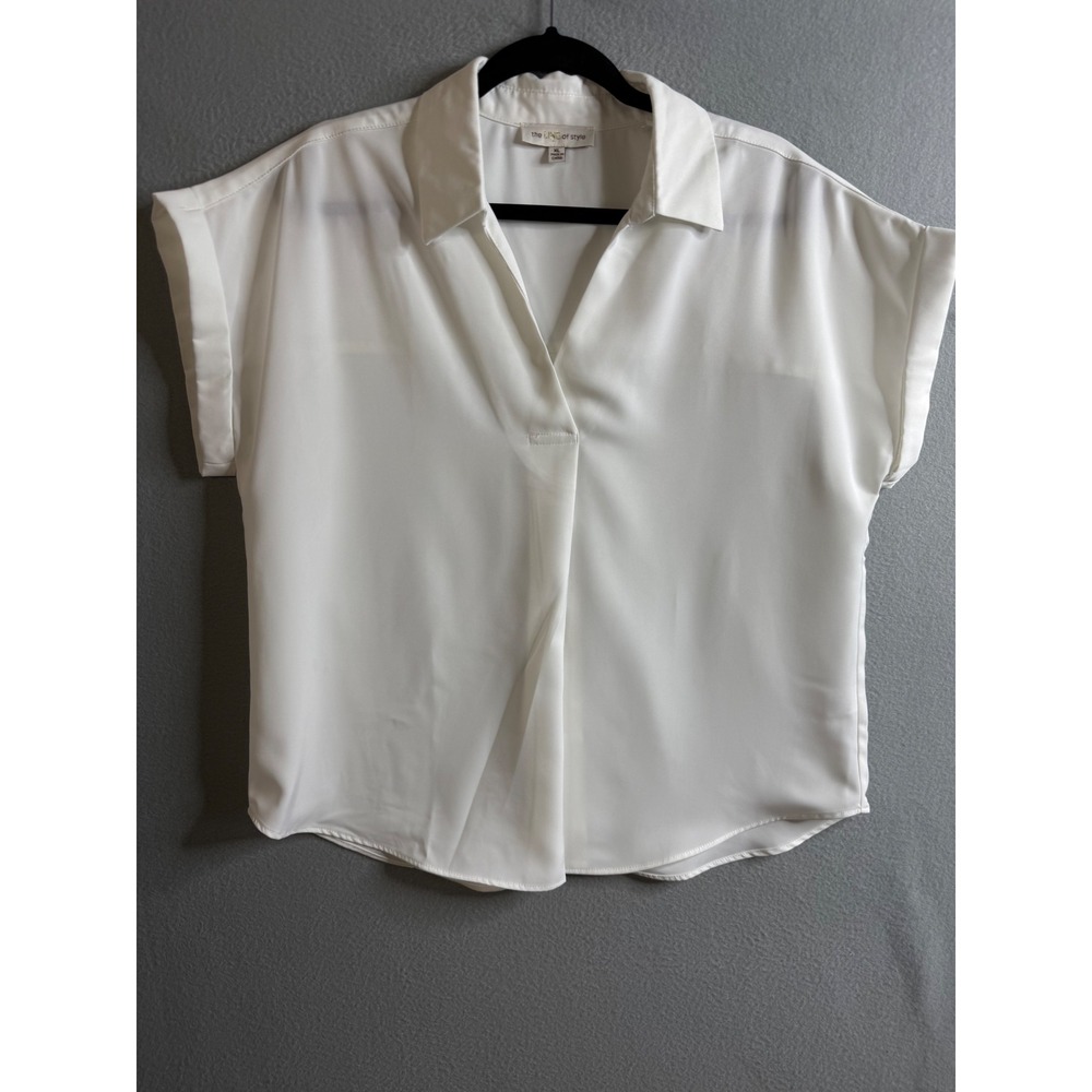 The Line of Style Blouse‎ Women's Extra Large Top Short Sleeve Collared Button